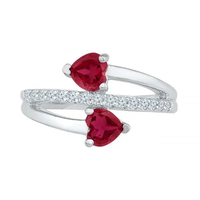 10K White Gold Created Ruby & Created White Sapphire Ring