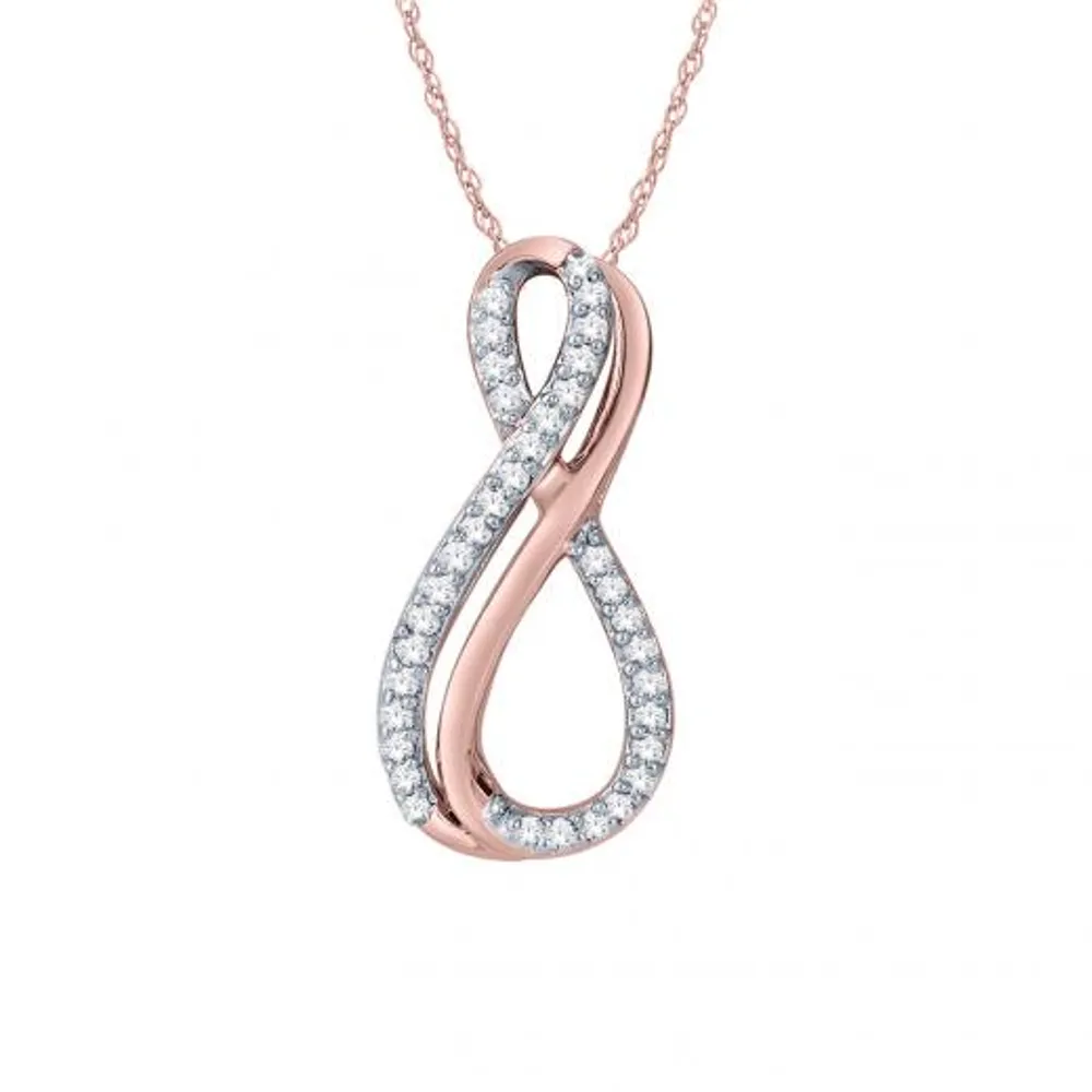 10K Rose Gold Diamond Infinity Pendant