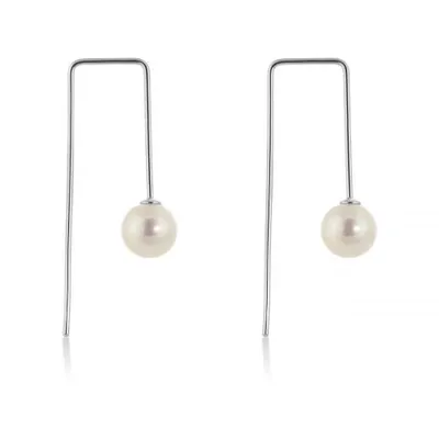 Sterling Silver 8 To 8.5mm White Freshwater Pearl Earrings