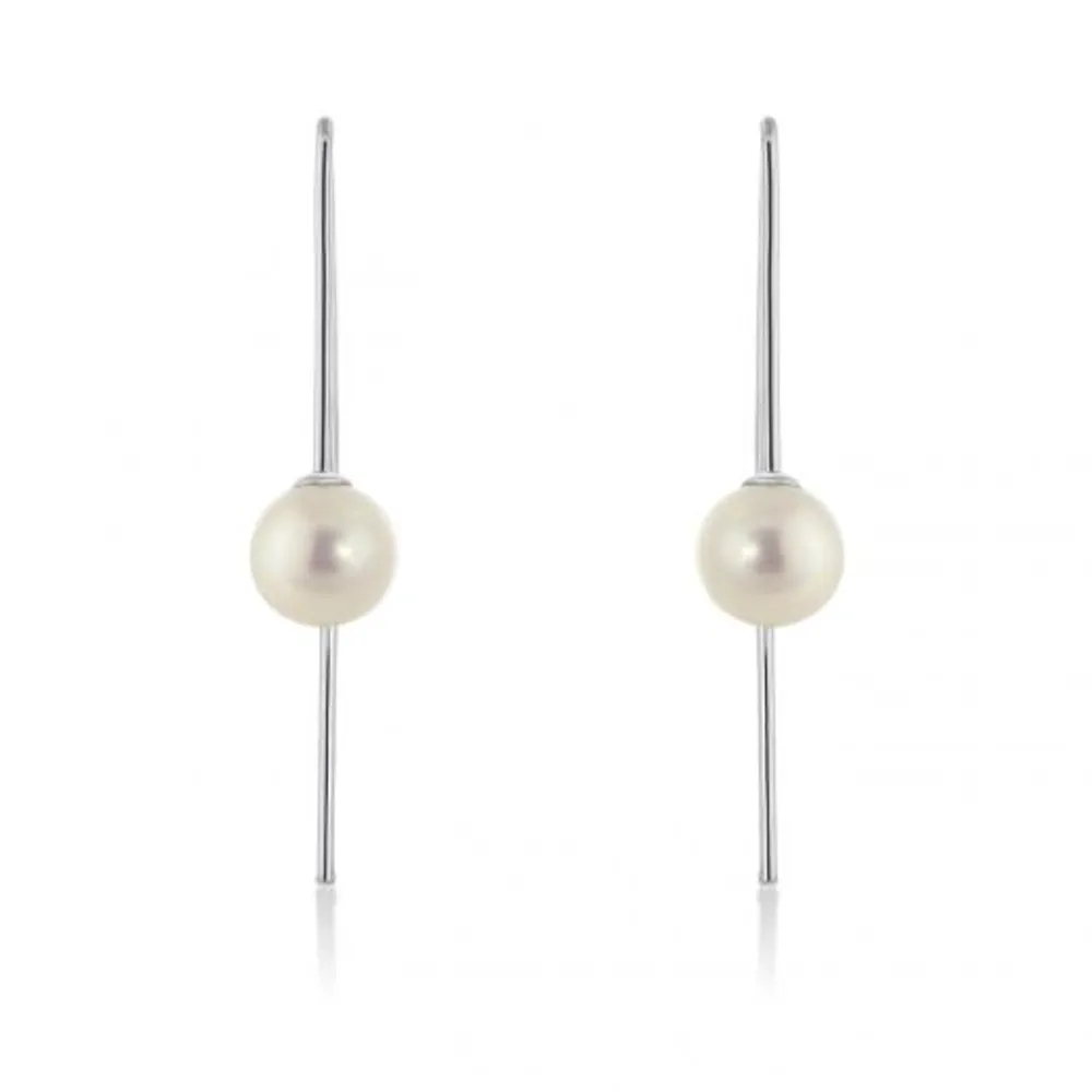 Sterling Silver 8 To 8.5mm White Freshwater Pearl Earrings