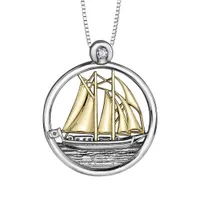 Glacier Fire 10K Yellow Gold Canadian Diamond Sterling Silver Sailboat Pendant