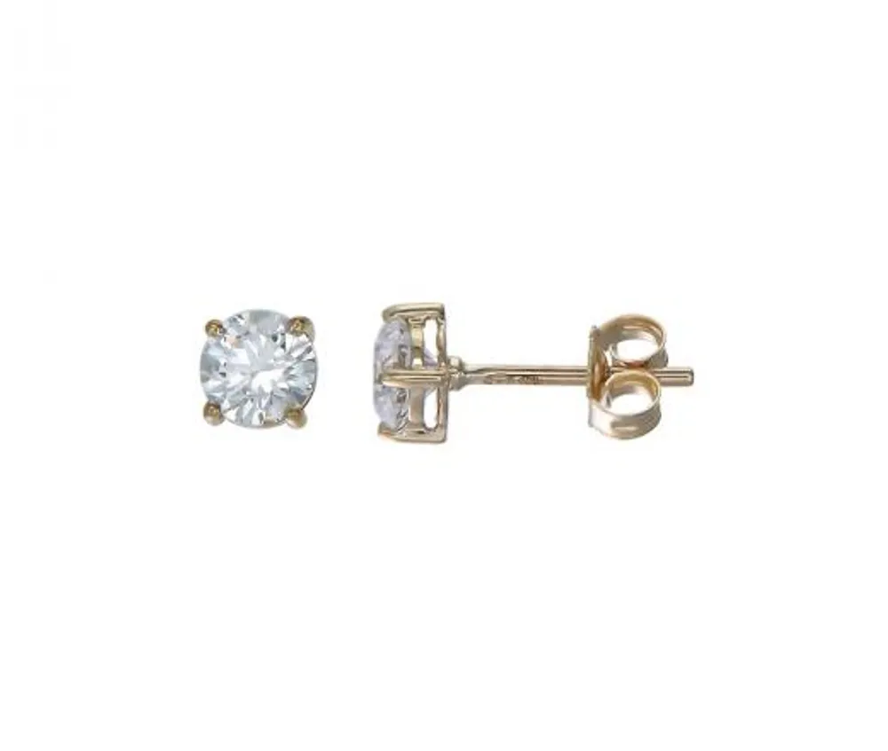 10K Gold 5mm Round Cubic Zirconia Studs