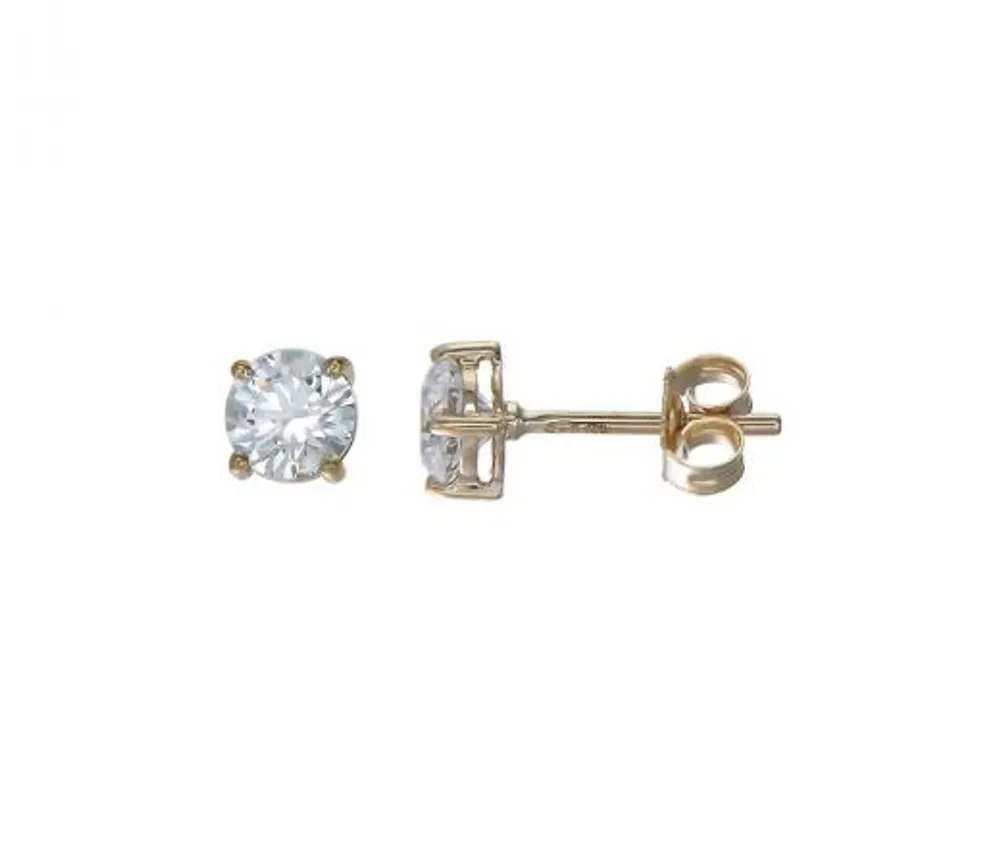 10K Gold 8mm Round Cubic Zirconia Studs