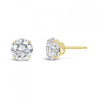 10K Yellow Gold 8mm Round Cubic Zirconia Studs