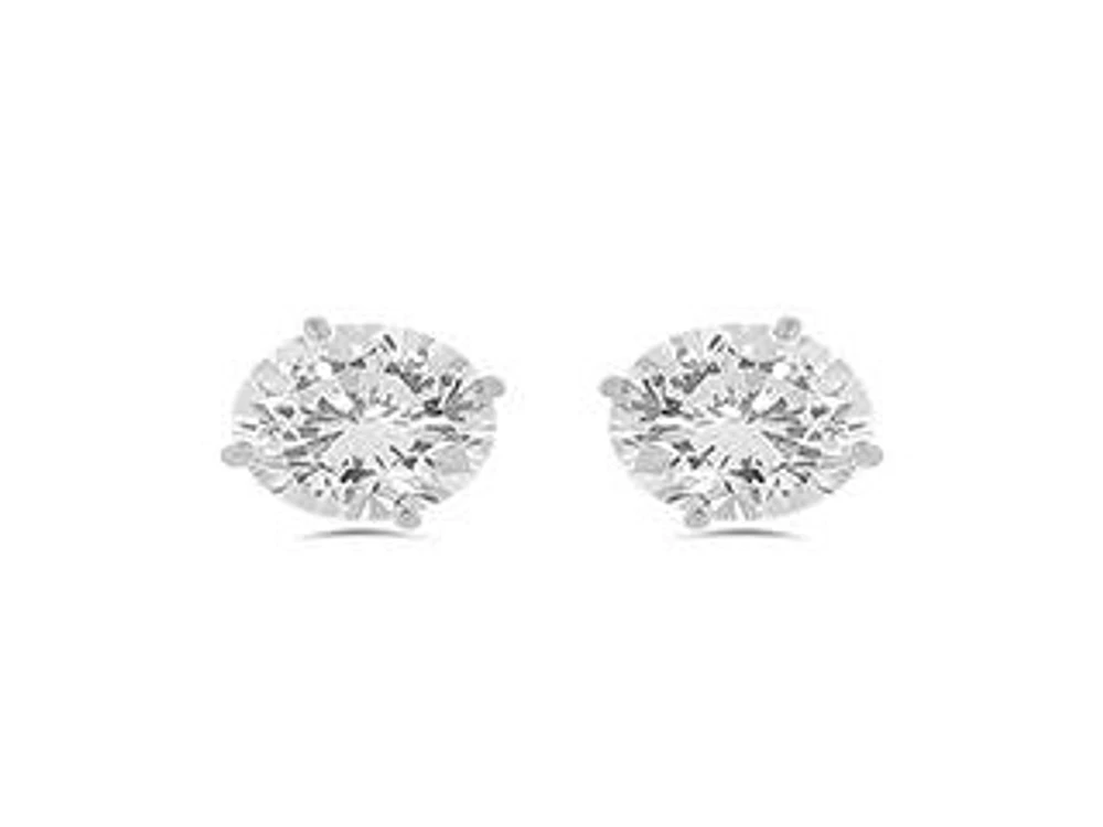 10K White Gold 5mm Round Cubic Zirconia Studs