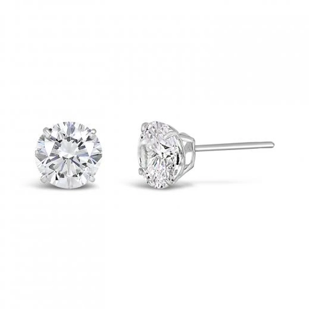10K White Gold 5mm Round Cubic Zirconia Studs