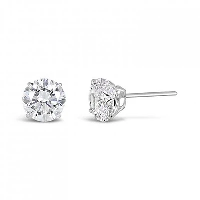 10K White Gold 5mm Round Cubic Zirconia Studs