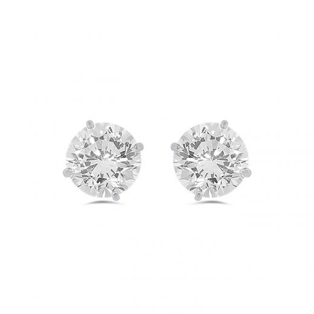 10K White Gold 6mm Round Cubic Zirconia Studs