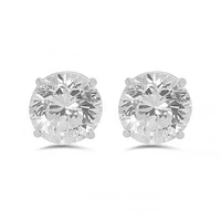 10K White Gold 6mm Round Cubic Zirconia Studs
