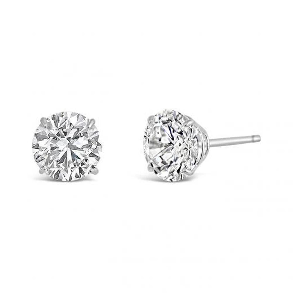 10K White Gold 6mm Round Cubic Zirconia Studs