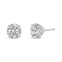 10K White Gold 6mm Round Cubic Zirconia Studs