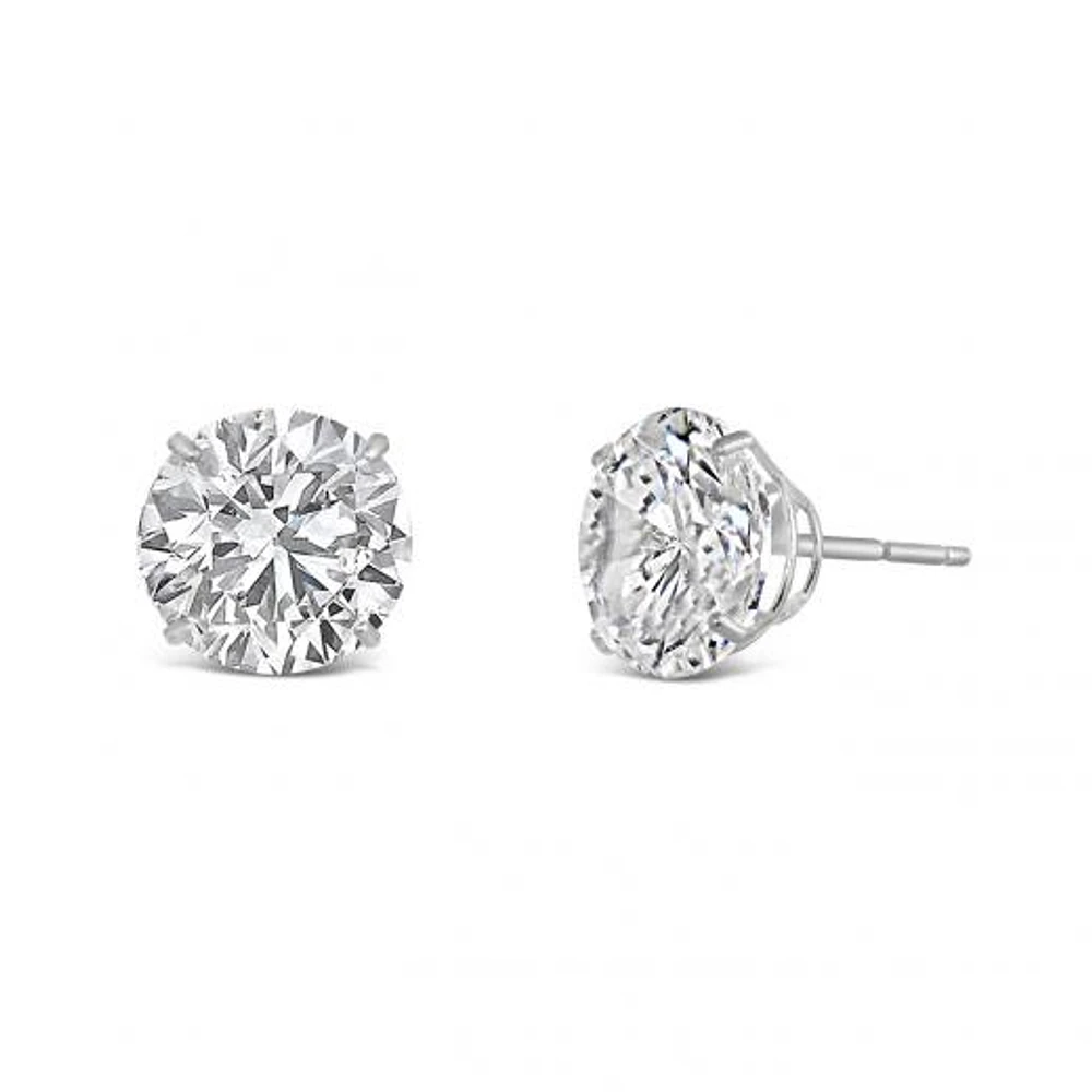 10K White Gold 8mm Round Cubic Zirconia Studs