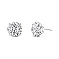 10K White Gold 8mm Round Cubic Zirconia Studs