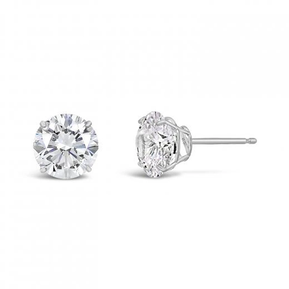 10K White Gold 8mm Round Cubic Zirconia Studs