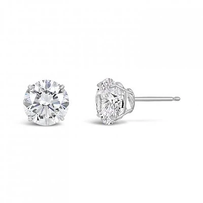 10K White Gold 8mm Round Cubic Zirconia Studs