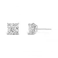 10K White Gold 6mm Princess Cubic Zirconia Studs