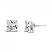 10K White Gold 6mm Princess Cubic Zirconia Studs