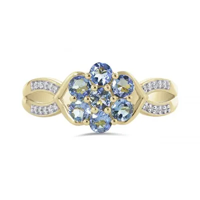 10K Yellow Gold Tanzanite & 0.05CTW Diamond Cluster Ring