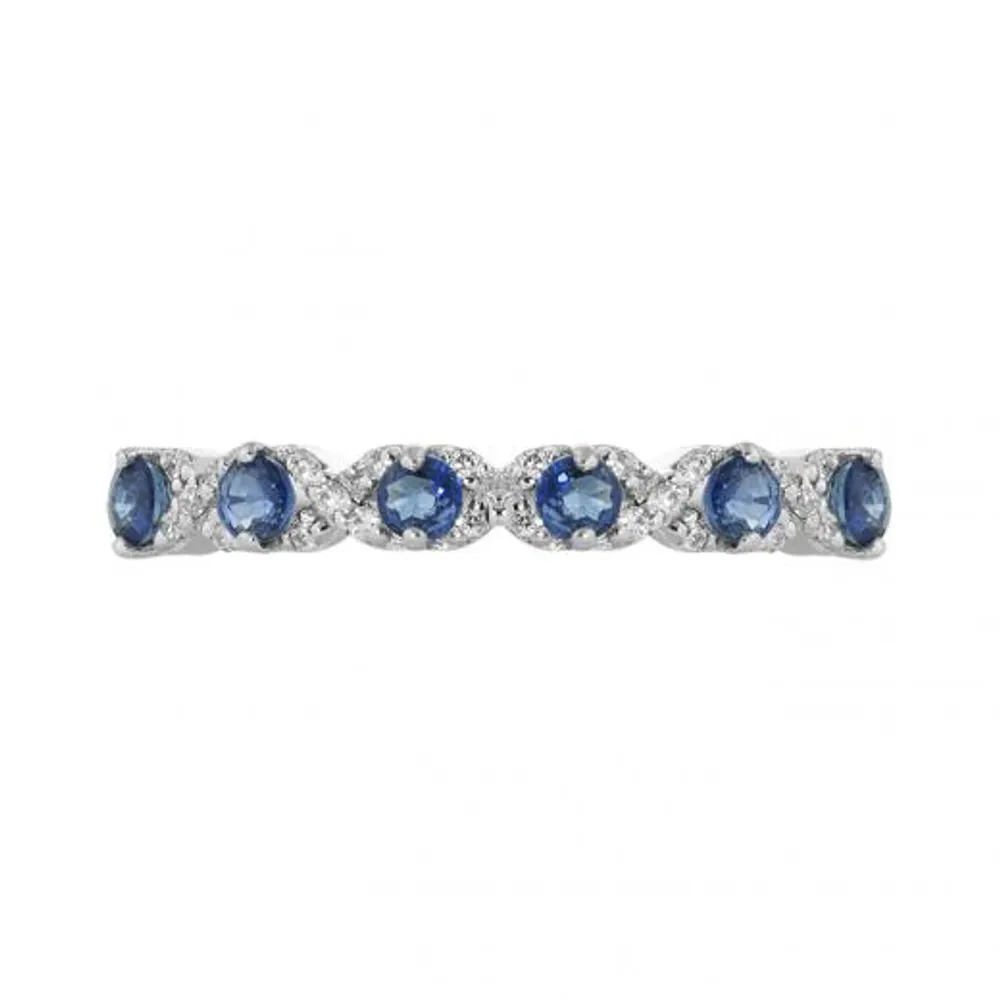 10K White Gold Sapphire & Diamond Ring