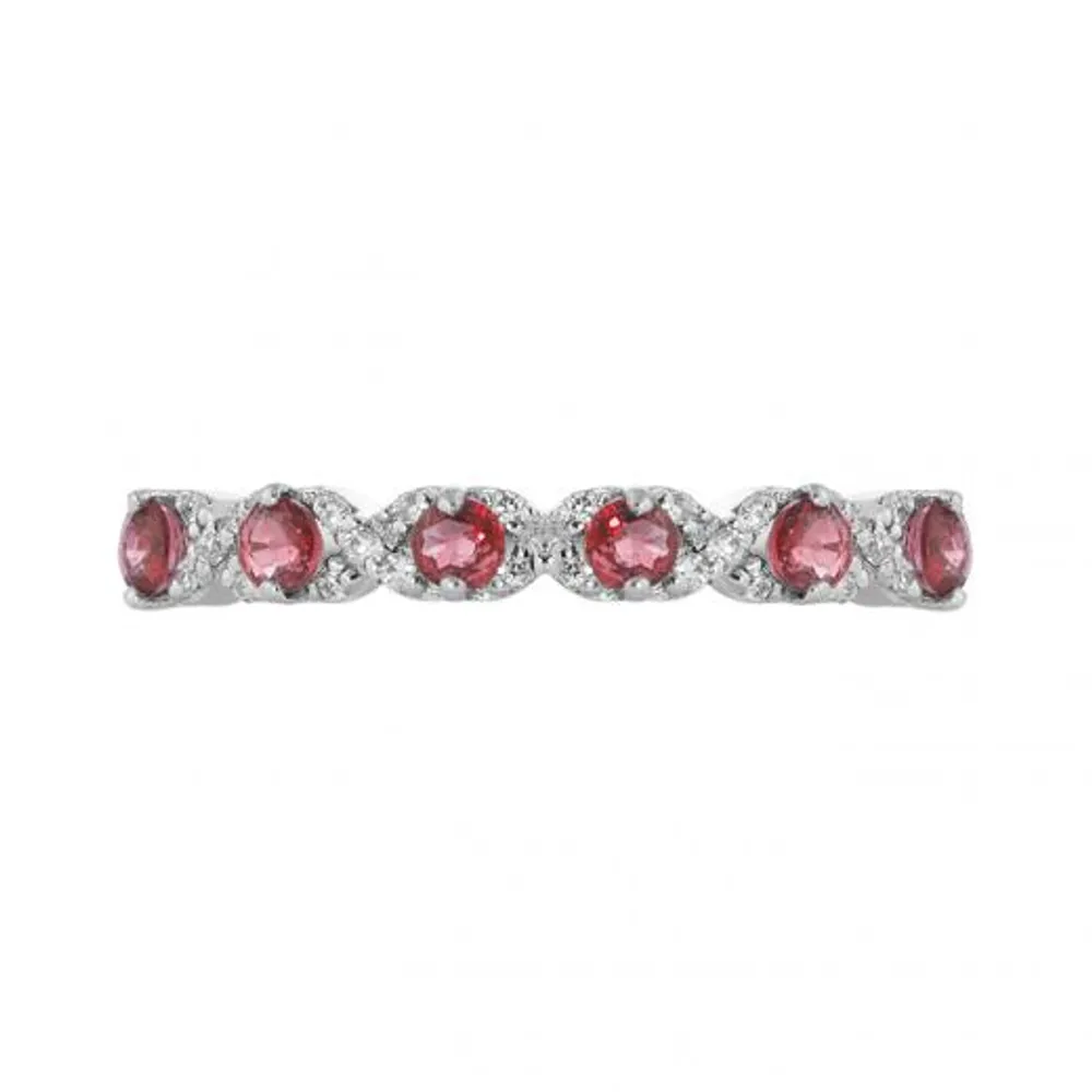 10K White Gold Ruby & Diamond Ring