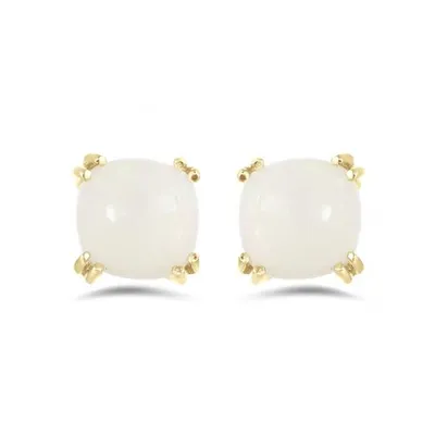 10K Yellow Gold Cushion Cut Opal Earrings