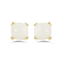 10K Yellow Gold Cushion Cut Opal Earrings