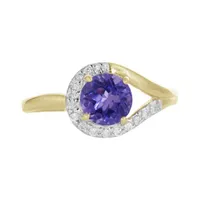 10K Yellow Gold Amethyst & 0.075CTW Diamond Ring