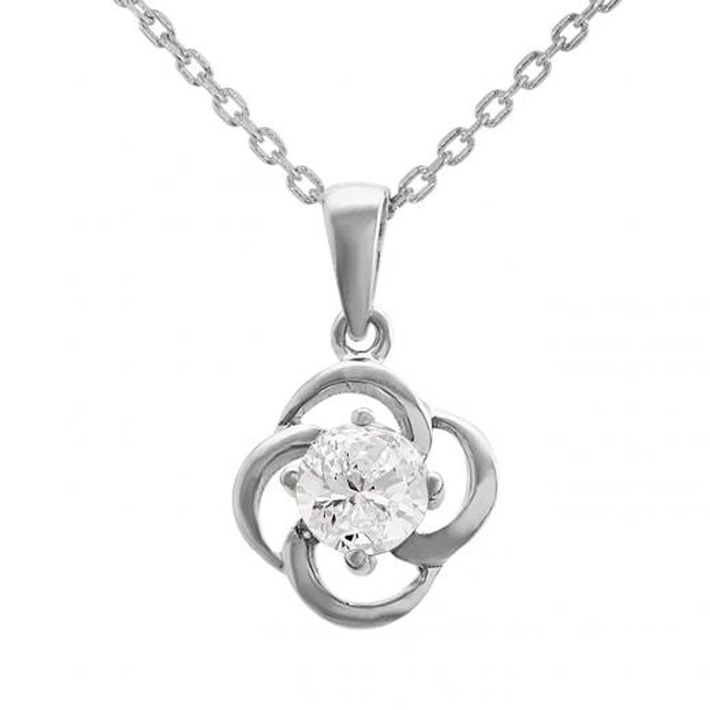 10K White Gold White Topaz Flower Pendant