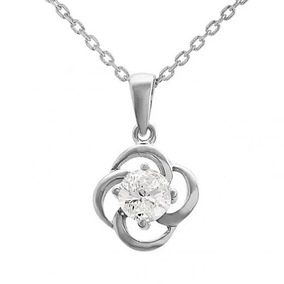 10K White Gold White Topaz Flower Pendant