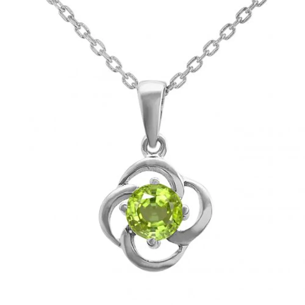 10K White Gold Peridot Flower Pendant