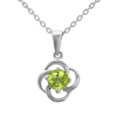 10K White Gold Peridot Flower Pendant