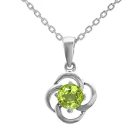 10K White Gold Peridot Flower Pendant