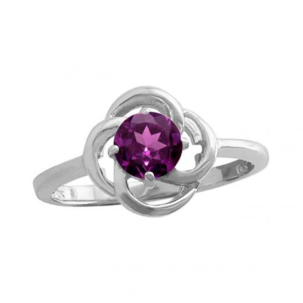10K White Gold Rhodolite Flower Ring