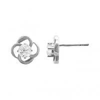 10K White Gold White Topaz Flower Earrings