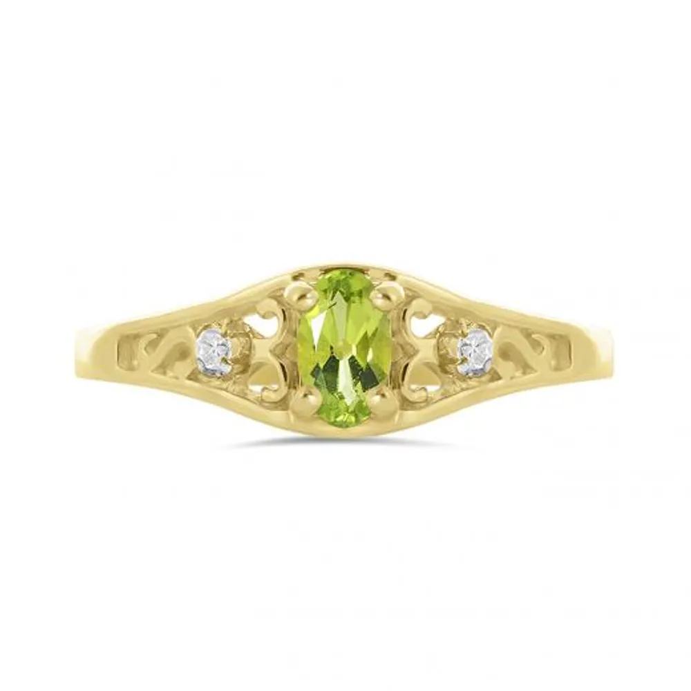 10K Yellow Gold Peridot & Diamond Ring