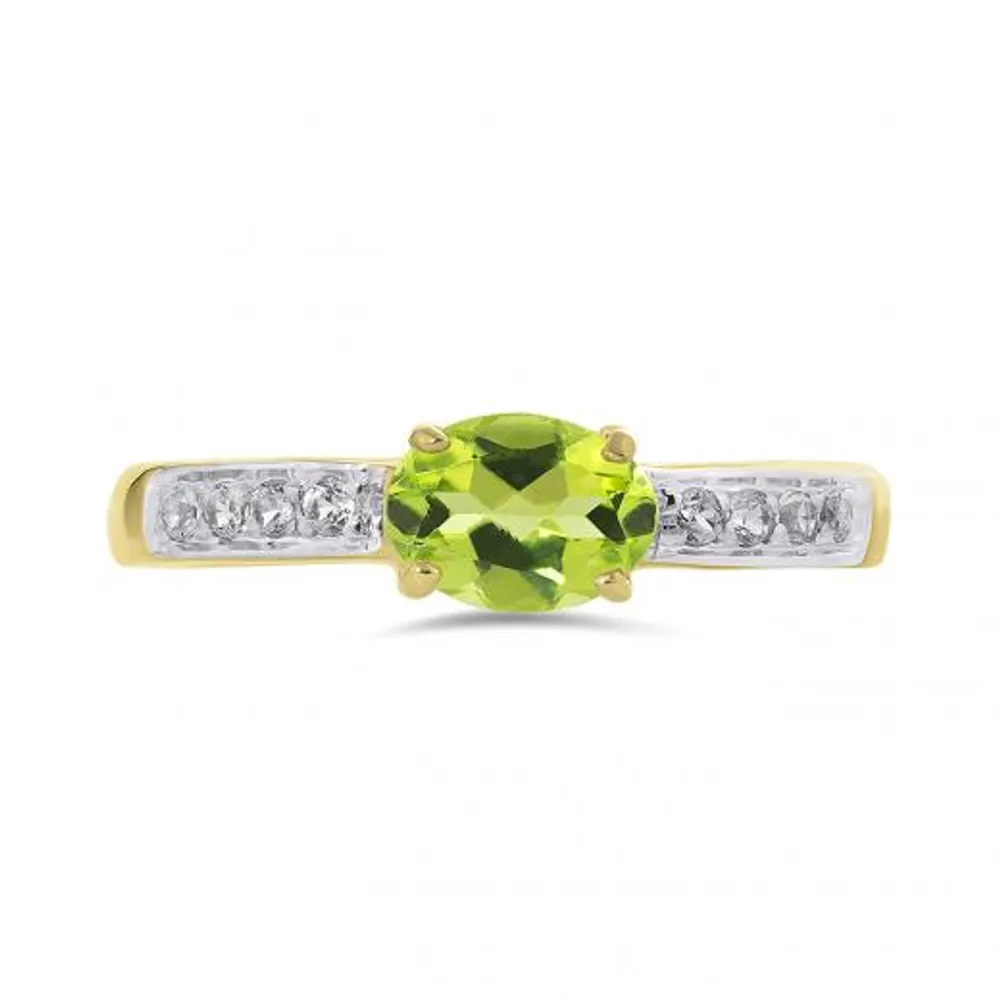 10K Yellow Gold Peridot & White Topaz Ring