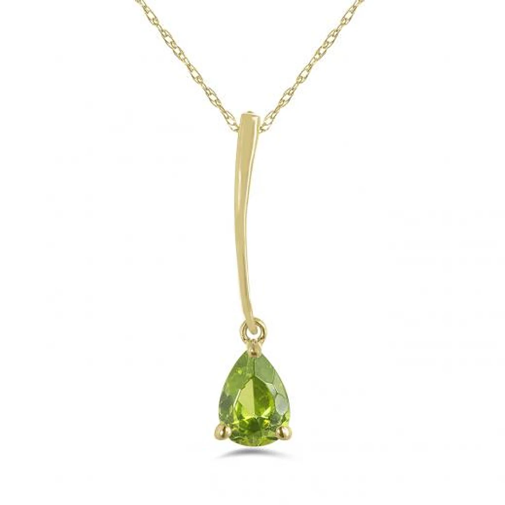 10K Yellow Gold Peridot Pendant with Chain