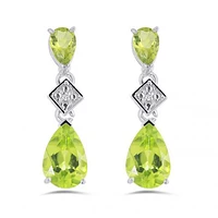 10K White Gold Peridot & Diamond Earrings