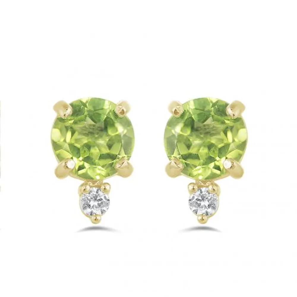 10K Yellow Gold Peridot & White Topaz Earrings