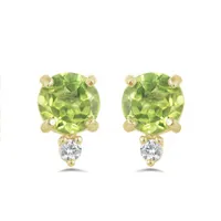 10K Yellow Gold Peridot & White Topaz Earrings