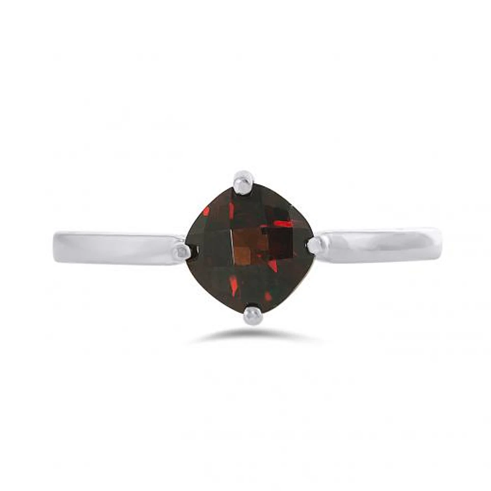 10K White Gold Garnet Ring