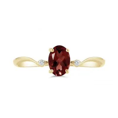 10K Yellow Gold Garnet & Diamond Ring