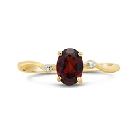 10K Yellow Gold Garnet & Diamond Ring