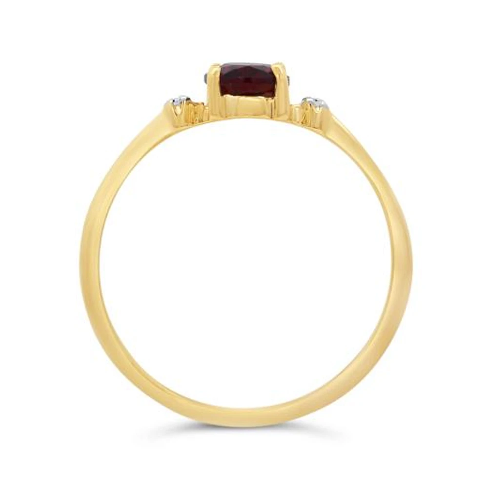 10K Yellow Gold Garnet & Diamond Ring