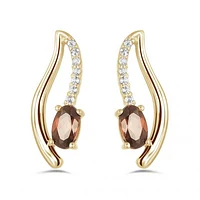 10K Yellow Gold Garnet & White Topaz Earrings