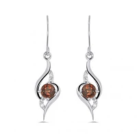 10K White Gold Garnet & Diamond Earrings