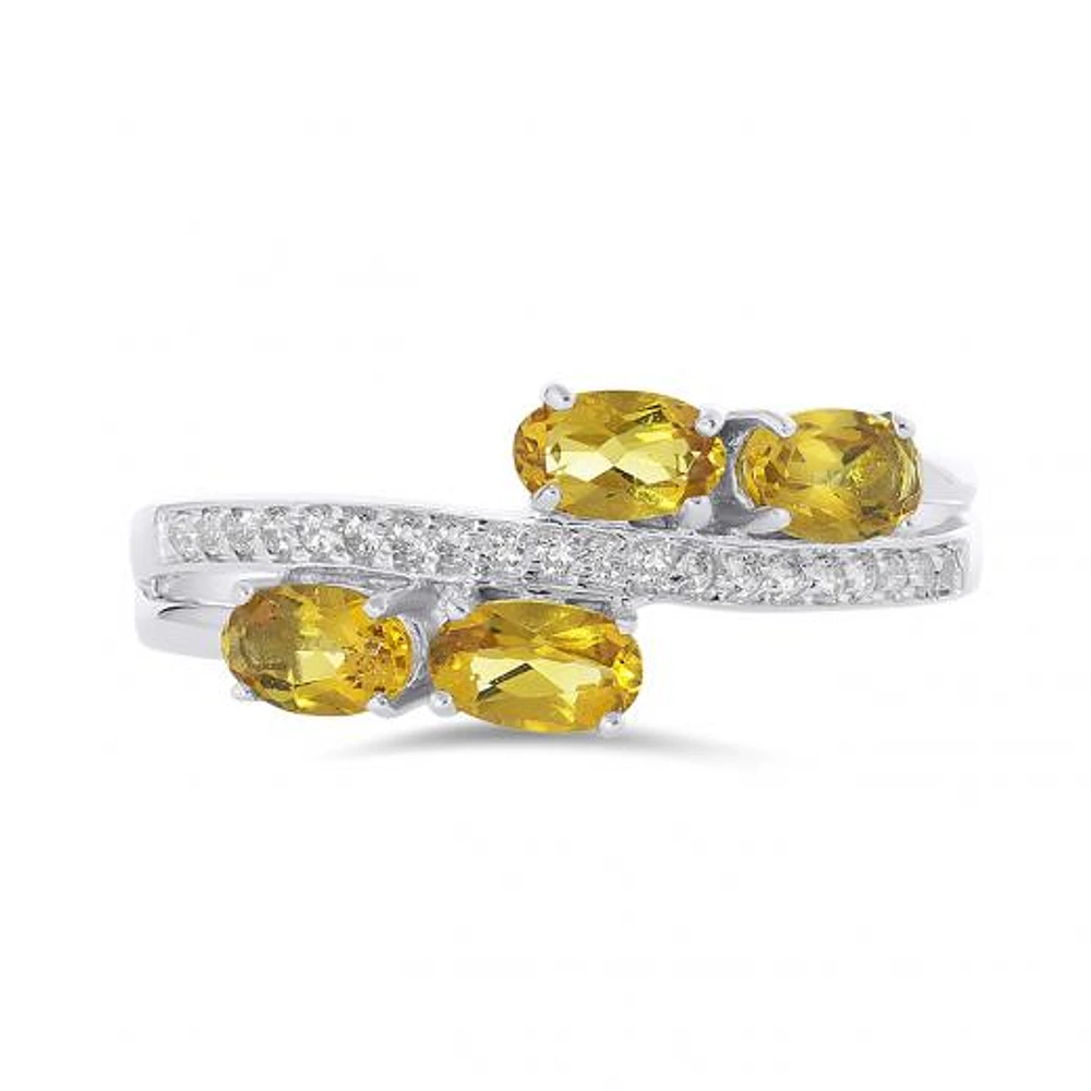 10K White Gold Citrine & White Topaz Ring