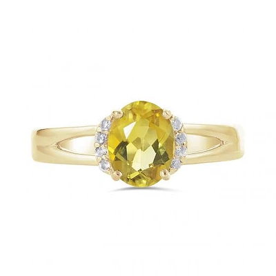 10K Yellow Gold Citrine & White Topaz Ring