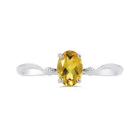 10K White Gold Citrine & Diamond Ring