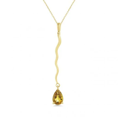 10K Yellow Gold Citrine Drop Pendant with Chain